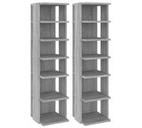 Scarpiera 2 pezzi, grigio Sonoma 27,5 x 27 x 102 cm, legno composito | 6 ripiani spaziosi, fissaggio a parete incluso, design sottile per spazi stretti, resistente all'umidità, uso sotto le scale