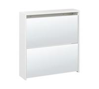 Scarpiera 2 scomparti con telaio in MDF e specchi bianco Midfield