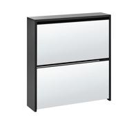 Scarpiera 2 scomparti con telaio in MDF e specchi nero Midfield