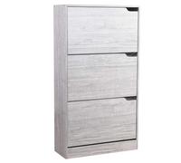 BAKAJI Scarpiera Portascarpe in Legno MDF con 3 Ante Porta Scarpe a Ribalta Maniglie a Scomparsa Doppia Profondità Dimensioni Compatte Slim 63 x 24 x 115 cm Salvaspazio Ingresso Casa (Grigio)