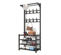 Scarpiera 3 in 1 con appendiabiti, moderna, organizer per scarpe a 4 livelli e ganci, elegante mobile per corridoio, soggiorno, veranda, angolo corridoio (bianco, 78,9 cm)