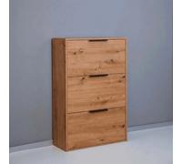 Scarpiera 65x105x25 cm legno Oak con 3 ante a ribalta marrone