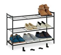 Relaxdays Scarpiera a 3 Ripiani, Scaffale Modulare HxLxP: 50 x 70 x 26 cm, Portascarpe Salvaspazio Slim 9 Paia di Scarpe, Acciaio, 50x70x26 cm