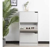Scarpiera 3Ante Doppia Profondità Salvaspazio Bianco Frassinato 63x24H115cm mdf