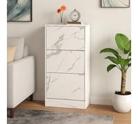 Scarpiera 3Ante Doppia Profondità Salvaspazio Bianco Marmo 63x24 H115cm Mdf
