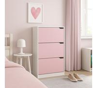 Scarpiera 3Ante Doppia Profondità Salvaspazio Bianco Rosa 63x24 H115cm Mdf