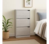 Scarpiera 3Ante Doppia Profondità Salvaspazio Grigio 63x24 H115cm Legno Mdf