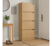 Scarpiera 4 Ante Doppia Profondità Salvaspazio Quercia 63x24 H150cm Legno Mdf
