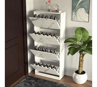 Scarpiera 4 Ante Ripiani Doppia Profondità Portascarpe Bianco Marmo 63x24x150 cm
