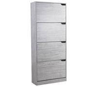 Scarpiera 4 Ante Ripiani Porta Scarpe Doppia Profondita Legno 63x24x150 Grigio
