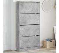 Scarpiera 4 Cassetti Ribaltabili Grigio Cemento 80x21x163,5 cm