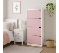 Scarpiera 4Ante Doppia Profondità Salvaspazio Bianco Rosa 63x24 H150cm Mdf