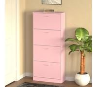 Scarpiera 4Ante Doppia Profondità Salvaspazio Rosa 63x24H150cm Legno mdf