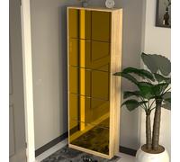 Scarpiera 5 Ante a Specchio Marrone Slim con Maniglia Salvaspazio 59x22x169.5cm