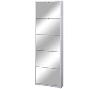 Scarpiera 5 Ante con Specchio 63x190x18 cm Bianco Fiammato