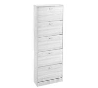 SCARPIERA 5 ANTE SALVASPAZIO SLIM MODERNA DOPPIO VANO ROVERE BIANCA 1806324 cm