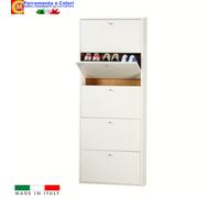 Scarpiera 5 Ribalte SLIM Bianco Rovere Cemento 65x15x164Cm Mobile Modulare ITALY