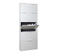 Scarpiera 5 Ribalte SLIM Bianco Rovere Cemento 65x15x174Cm Mobile MADE IN ITALY