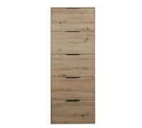 Scarpiera 5 Ribalte SLIM Bianco Rovere Cemento 65x15x174Cm Mobile MADE IN ITALY