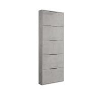 Scarpiera 5 Ribalte SLIM Bianco Rovere Cemento 65x15x174Cm Mobile MADE IN ITALY