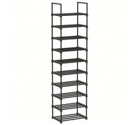 Scarpiera a 10 Ripiani Grande, Scaffale Portascarpe in Metallo, Fai da Te, Scaffale Salvaspazio e Versatile per Ingresso Soggiorno Camera da Letto Cucina, 45 x 30 x 174 cm, Nero Non respingere più nuo