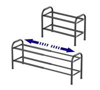 Scarpiera a 2 livelli, in metallo, regolabile, piccola scarpiera in metallo, per corridoio, ingresso, bagno, soggiorno, corridoio, colore nero