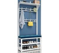 Scarpiera a 2 ripiani con 12 ganci, facile da montare, per scarpe, cappelli, ombrelli, elegante mobile da ingresso per casa e ufficio