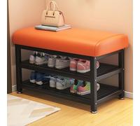 Scarpiera a 2 ripiani con cuscino, struttura in metallo industriale, per riporre le scarpe, mobile elegante per corridoio, camera da letto, soggiorno