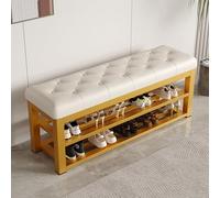 Scarpiera a 2 ripiani con seduta imbottita in finta pelle con base in metallo per ingresso camera da letto e soggiorno, elegante scarpiera e soluzione per sedute