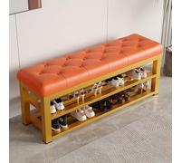 Scarpiera a 2 ripiani con seduta imbottita, in pelle sintetica, struttura in metallo, per camera da letto, soggiorno, corridoio, elegante scarpiera con cuscino