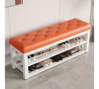 Scarpiera a 2 ripiani con seduta imbottita, in pelle sintetica, struttura in metallo, per camera da letto, soggiorno, corridoio, elegante scarpiera e soluzione per sedute