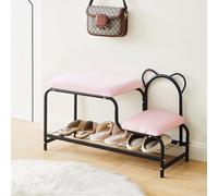 Scarpiera a 2 ripiani con seduta imbottita, struttura in metallo, ideale per corridoio, camera da letto, soggiorno, elegante scarpiera per la casa