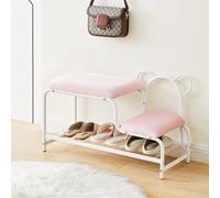 Scarpiera a 2 ripiani con seduta imbottita, struttura in metallo, perfetta per corridoio, camera da letto e soggiorno, elegante scarpiera per la casa