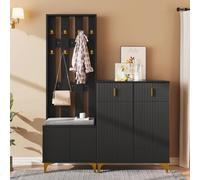 Scarpiera a 2 ripiani con sportello ondulato e sportello MIDA con serratura elegante per corridoio e ingresso, combina funzionalità e design moderno