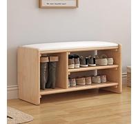 Scarpiera a 2 ripiani in bambù, impermeabile, in pelle PU, elegante, per ingresso e camera da letto, design salvaspazio, 80 cm, ideale per stivali e scarpe