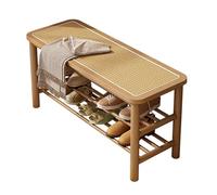 Scarpiera a 2 ripiani in bambù, tavolo consolle da ingresso per riporre le scarpe, elegante ingresso per soggiorno e camera da letto