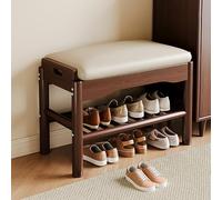 Scarpiera a 2 ripiani - Robusta scarpiera in legno con cuscino per ingresso corridoio portico - marrone 45 cm - perfetta per scarpe e decorazioni per la casa