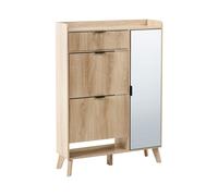 Scarpiera a 2 scomparti con 1 cassetto aggiuntivo in legno MDF con specchio marr