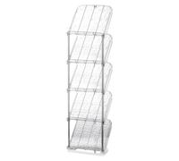 Scarpiera a 3 livelli inclinata stretta, autoportante, verticale, in metallo, per ingresso, corridoio e piccoli spazi, ripiani trasparenti rimovibili per un facile accesso e stile