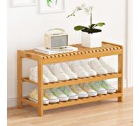 Scarpiera a 3 ripiani con contenitore, robusta seduta da ingresso, colore marrone chiaro, per corridoio e camera da letto, soluzioni per riporre scarpe da 80 cm, elegante e funzionale