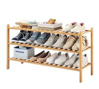 Scarpiera a 3 ripiani in bambù, autoportante e impilabile, per ingresso, corridoio, armadio, soggiorno, soluzione salvaspazio per scarpe
