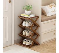 Scarpiera a 3 ripiani in bambù per ingresso scarpa stretta per piccoli spazi, corridoio e armadio, soluzione per riporre scarpe autoportante