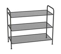 Scarpiera a 3 ripiani in rete di acciaio metallico, scarpiera multifunzionale, scarpiera a torre per soggiorno, ingresso, corridoio e guardaroba, scarpiera salvaspazio (colore: nero)