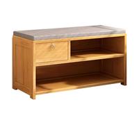 Scarpiera a 3 Ripiani per Ingresso, Panca per Scarpe in Legno Massello con Seduta e Cassetti Imbottiti con Cuscino, Panca Portaoggetti per Organizzatore di Scarpe per Corridoio d'Ingresso Interno