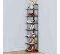 Scarpiera a 3 ripiani, sottile, in metallo, per ingresso, corridoio e camera da letto, design compatto, 27 x 26 x 112 cm, elegante finitura nera