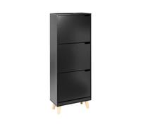 Scarpiera a 3 scomparti in legno MDF Nero Neika
