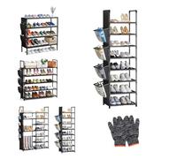 Scarpiera A 4/5/7/8 Livelli, Metallo Organizer Per Scarpe, Scaffale Portascarpe Per Ingresso, Scarpiera Stoccaggio Verticale, Porta Scarpe Con Tasche Laterali E Guanti(140 cm/55.12 in(8 Tiers))