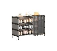 Scarpiera a 4 ripiani con tenda, autoportante, per ingresso, garage, camera da letto, compatta, 80 cm, design salvaspazio