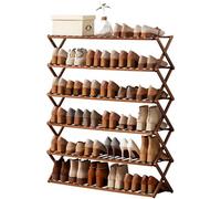 Scarpiera a 5 ripiani in bambù, salvaspazio, verticale, per armadi, corridoi e salotti, design multistrato pieghevole, ideale per organizzare le scarpe