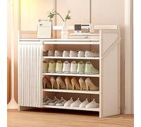 Scarpiera a 5 ripiani, pieghevole, per ingresso, interni ed esterni, autoportante, per campeggio (bianco, 90 cm)